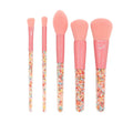 Portable Shell Makeup Brush Set 5pcs  with Mirror Soft Hair Foundation Eye Shadow Contouring Brush Makeup Brush Set