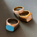 2024 New Brass Electroplated 18K Gold White Enamel Drip Glaze Ring for Women Jewellery Gift Customized