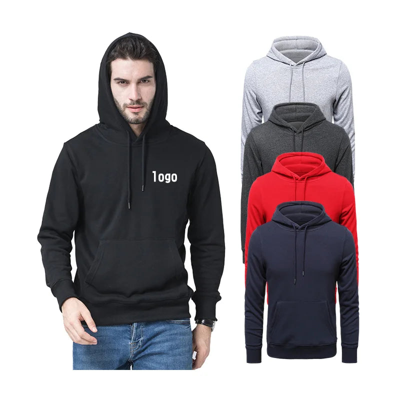 Hic Hoodies Custom LogoWholesale 100% Combed Cotton 300g Pullover Blank Custom Logo Unisex Plus Size Men's Hoodies