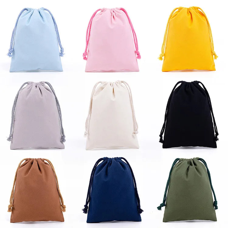 Customized Heavy Duty Plain Personalized Colorful Fabric Eco Muslin Linen Pouch Bag Small Nautical Canvas Cotton Drawstring Bag