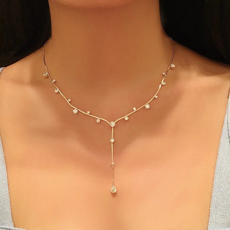 Shangjie OEM Collar Minimalist Star Charm Necklace Fashion Rhinestone Crystal Choker Necklace Women Gold Dianty Jewelry Necklace