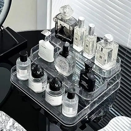 High-Grade Acrylic Perfume Display Rack Skin Care Lotion Cosmetics Organizer Transparent Storage Box Elegant Desktop Entrance