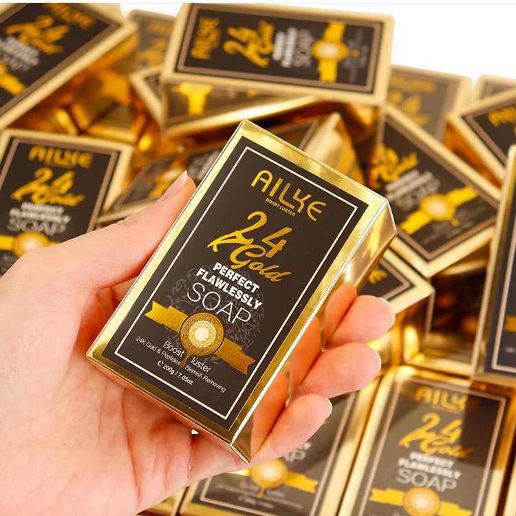 Customized Logo Boost Luster Face & Body Soap Organic Vitamin C Exfoliating Gold Acne Whitening Soap for Glowing Skin
