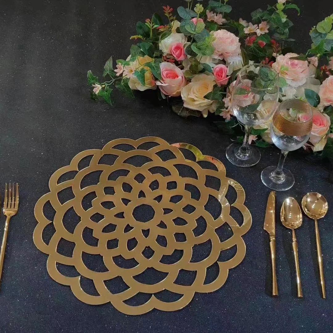 Mirrored Acrylic  Hot Round Placemat Table Decor Laser Cut Placemat Anniversary Placemat Modern Charger Wedding Charger Plate