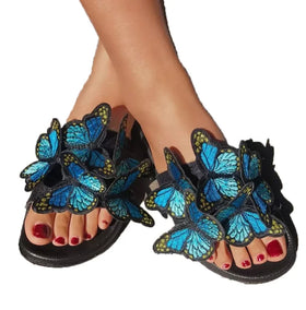 2021 Women Sandals Butterfly Summer Slippers Bow Embroidery Girl Slides Sandals Beach Sandals Shoes Female