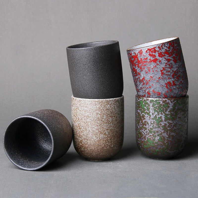 120ml Japanese Ceramic Tea Cup Porcelain Coffee Mug Rough Pottery Kung Fu Tea Cup Large Stoneware Teaware Drinkware Pottery Cups