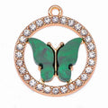 Women's DIY Accessories Set Color Acrylic Butterfly Alloy Drill Circle Pendant 25mm Plated Earrings Necklace Charming
