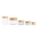 30ml 1oz Frosted Glass Jar Pot Refillable Empty Glass Face Cream Makeup Container Cosmetics Jar With Bamboo Lids