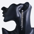 Fashion Designer Long Zircon Chain Shining Tassel Earrings for Women Luxury Bridal Earrings