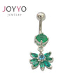 Factory Wholesale Stainless Steel Crystal Rings Emerald Green Aquamarine Gemstones for Body Jewelry Accessory