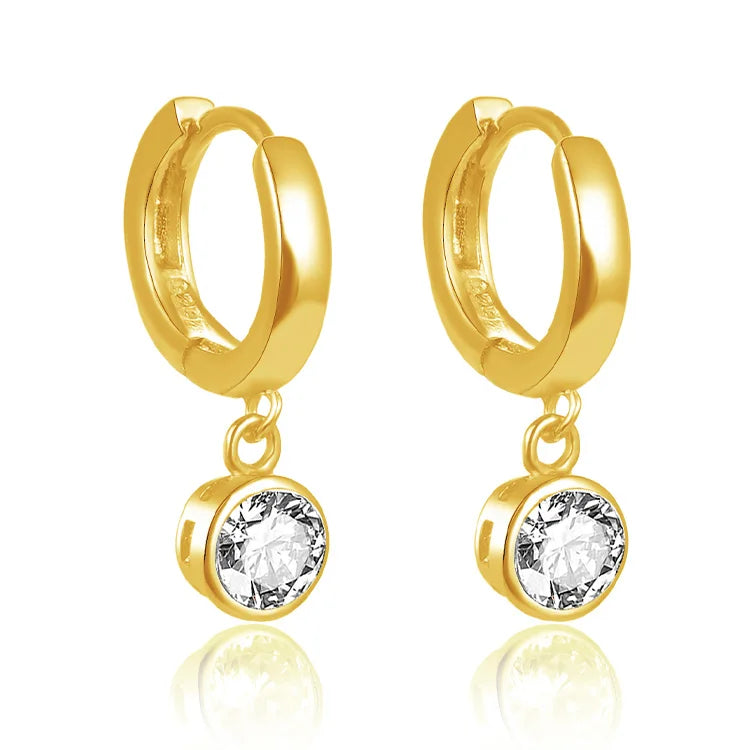 925 Sterling Silver Zircon Chandelier Earrings Wedding Gold Plated Hoop Geometric Design Classic Style Rhodium for Gifts Parties