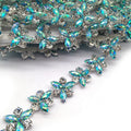 Rhinestone Flower Chain Crystals Sew on Rhinestone Jewelry Crystal Chain Trim for Wedding Belt Garment Accessories