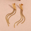 Dreamshow Trend New Design Gold Plated Tassel Earrings Stainless Steel Minimalist Jewelry