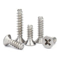 304 Stainless Steel Self-Tapping Screw with Cross Groove Countersunk Head and Flat Tail M3-M5 Metric System