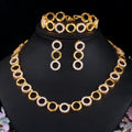 2022 Engagement 3 Piece Jewelry Sets Gold Plated Cubic Zirconia Stone Circle Round Necklace Bracelet and Earrings for Women Prom