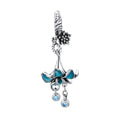 Blue Enamel Flower Charm Pendant 925 Sterling Silver Jewelry Finding for Bracelet & Necklace DIY Women's Jewelry BSC034