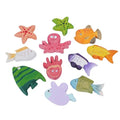 Handcraft Wooden Colorful Montessori Sea Animals Wood Fish Starfish Octopus Hand Carved Wood Sea Sculpture Figurine Decor
