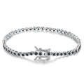 SB145 RINNTIN 925 Sterling Silver Tennis Jewelry 2mm Black Cubic Zirconia Classic Casting Tennis Bracelet for Women