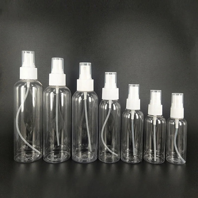 LELOTE Transparent Mist Sprayer Plastic Spray Bottle 30ml 50ml 60ml 100ml Recycling PET Bottles Screen Printing Pump Sprayer