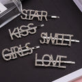 Custom Letters Hair Clips Gold Black Word Bling Crystal Letters Rhinestone Hair Pins for Girls