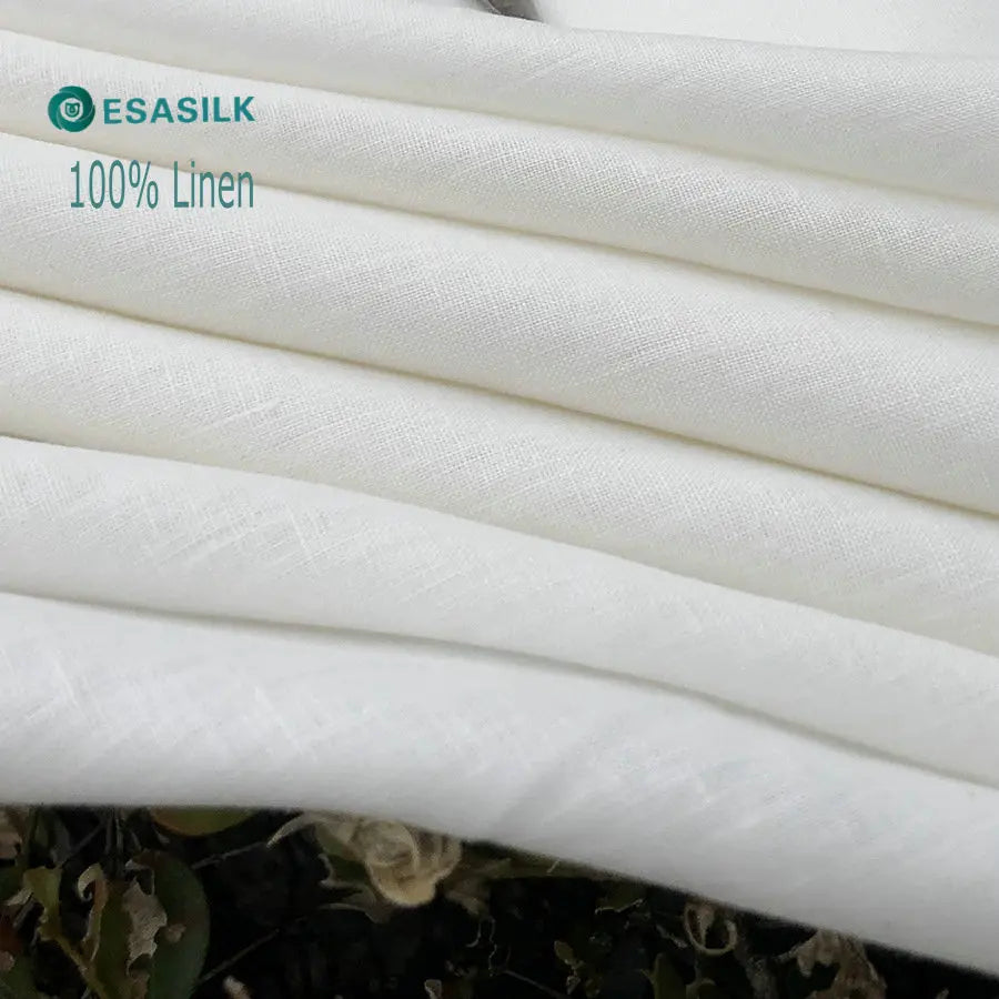 Pre-Washed White Linen Shirt Fabric Breathable Natural Garments Bedding Home Textiles Sleepwear Bags Skirts Vests Accessories