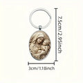 Retro Metal Glass Virgin Mary Keychain Religious Time Gem Pendant Suitable for Prayer Comunion Bautizo Baptism Car Charms Gift