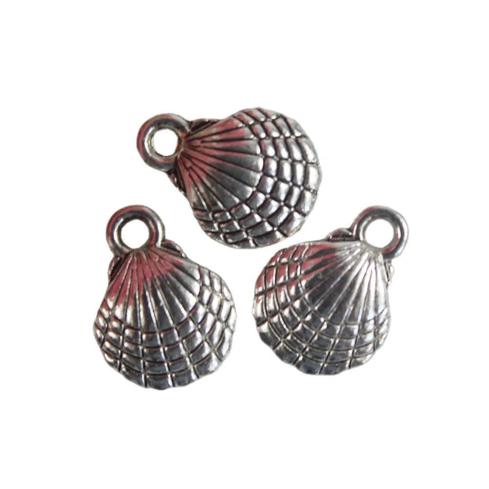 100pcs 13*10mm Antique Color Alloy Shell Charm Pendants  Seashell Charms for Necklace Jewelry Making Findings