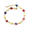 Summer New Irregular Multi-Color Glitter Drip Oil Bracelet Waterproof Stainless Steel Peach Flower Fashion Charm Bracelet