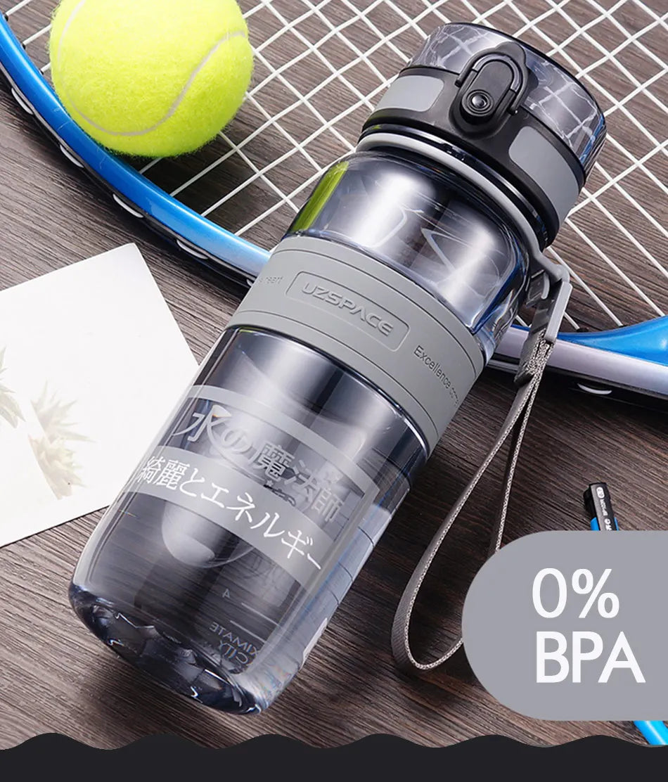 Plastic Water Bottle with Time Marker -Large BPA Free Water Bottle & No Sweat Sleeve -Leak Proof Gym Bottle with Times to Drink