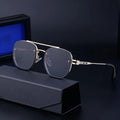 Wholesale New Fashion Double Beam Metal Sunglasses Custom Luxury Polygon Irregular Sunglasses Men