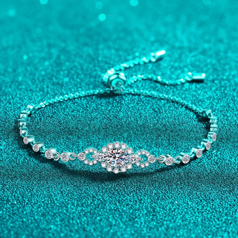 Elegant Luxury 925 Sterling Silver Bracelet  925 Silver Bracelet Moissanite Fine Chain Link Bracelets for Parties