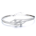 925 Sterling Silver High Quality Adjustable Bangle Hand Made Flower Bracelet Romantic Silver Jewelry for Women