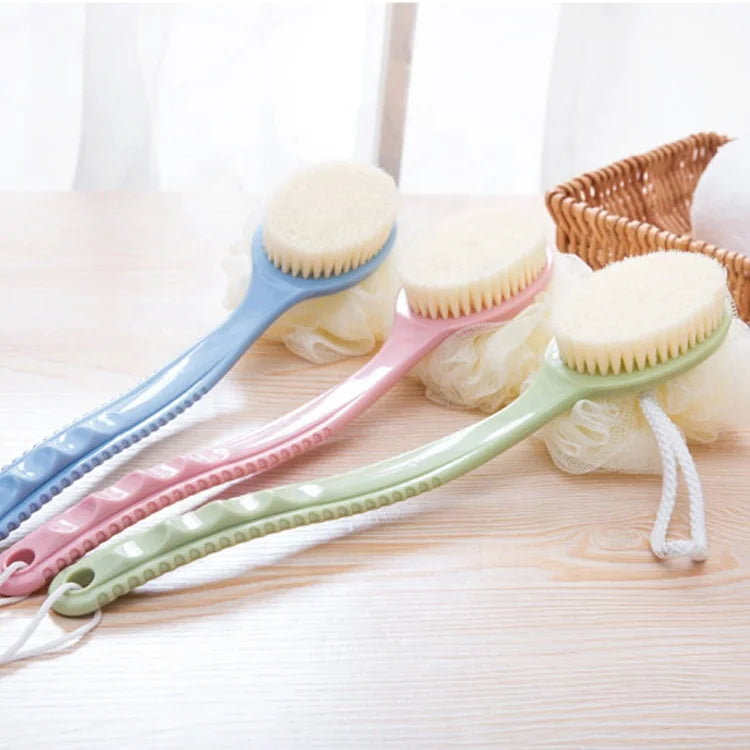 Hot Selling Shower Body Brush Long Handle Bath Brush Loofah Sponge 2 in 1Handheld on a Stick for Body MegaBDM