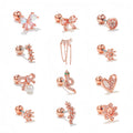 Titanium Steel Earring CZ Tragus Cartilage Ear Stud Helix Piercings Fashion Butterfly Crystal Earring for Wedding Engagement