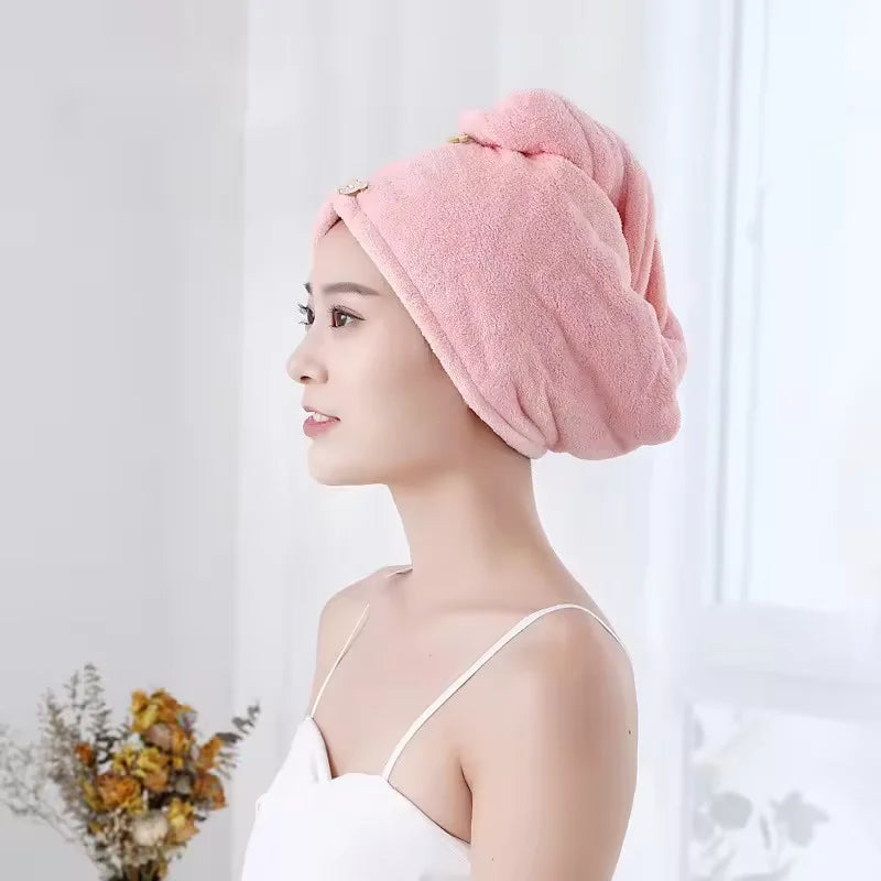 CM Cheap Microfiber Hair Towel Wrap Super Absorbent Twist Turban Fast Drying Hair Caps Salon Home Hair Drying Hat Towel