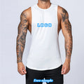 OEM Custom Logo High Quality Men's Workout Tank Tops Fashion White Black Cotton Fitness Gym Singlet Bodybuilding Bodybuilder Top