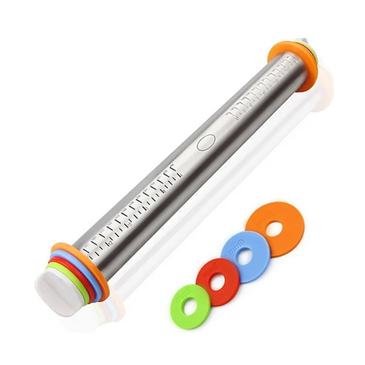 New Product Ideas  Home Use Stainless Steel Adjustable Rolling Pin With Measurement Gift Two Cake Molds