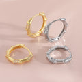 Meetyoo New Arrival Women Hoop Earring Brass 18K Gold Plated Waterproof Zircon Bamboo Design Women White Zircon Trendy Earring