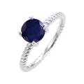 C5034 Abiding Jewelry Fashion Classic 925 Sterling Silver Ring With Blue Sapphire Gemstone 4 Prong Solitaire Twist Ring MegaBDM
