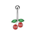 Stainless Steel Silver Plated Belly Button Rings Umbilical Nail Rhinestone Red Cherry Navel Barbell Ring Wedding Trendy Piercing