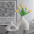 Ceramic Vase White Ceramic Vase Decoration Simple Black Flower Arranger Modern Desktop Home Decor