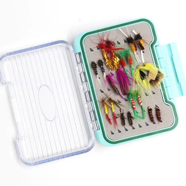 Two-sided 10.8*7.8*3.2cm Waterproof Plastic Fly Fishing Box with Lure Kit Fly Tackles Storage Vest Small Case Organizer Box
