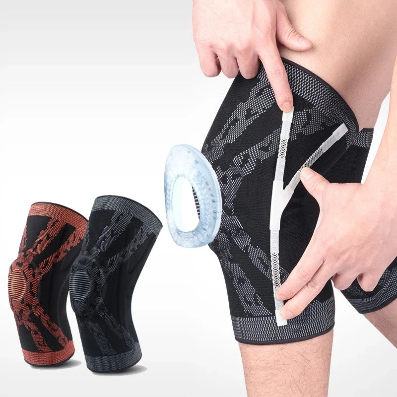 Knee Patella Protector Brace Silicone Spring Basketball Running Compression Knee Sleeve Support Pad Sports Brace Kneepads