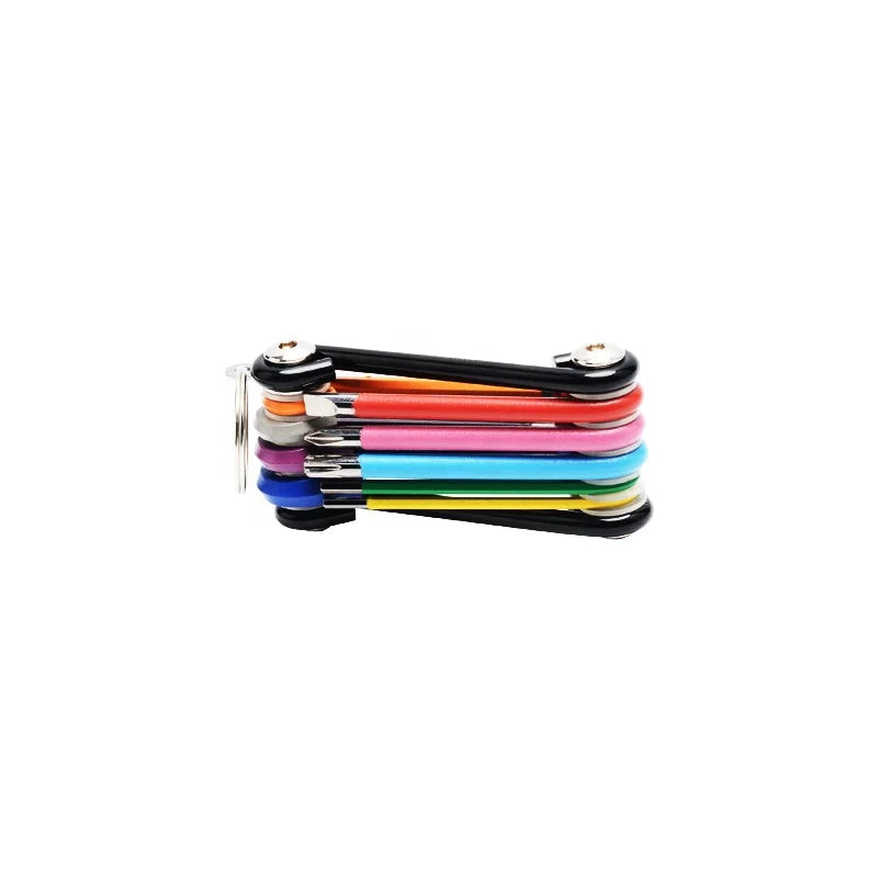 Compact 9-in-1 Bike Combination Tool with New Design Rainbow Multi-Function Accessory Set for Road and Mountain Bikes