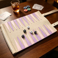 RR Wholesale Backgammon Set Microfiber Backgammon Board Tray Table Game Travel Backgammon Set with Chesses Dices MegaBDM
