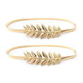 Women's Stylish Metal Leaf Stretchy Elastic Belts Dress Belt Waist Metal Chain Belt