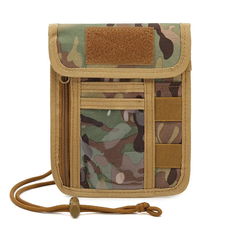 Adjustable CP ACU Camouflage Travel Neck Pouch RFID Protect Passport Bag Neck Wallet