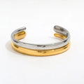 High End 18k PVD  Gold Plated Stainless Steel Irregular Cambered Surface Chunky Cuff Bracelet for Women Wholesale Jewelry