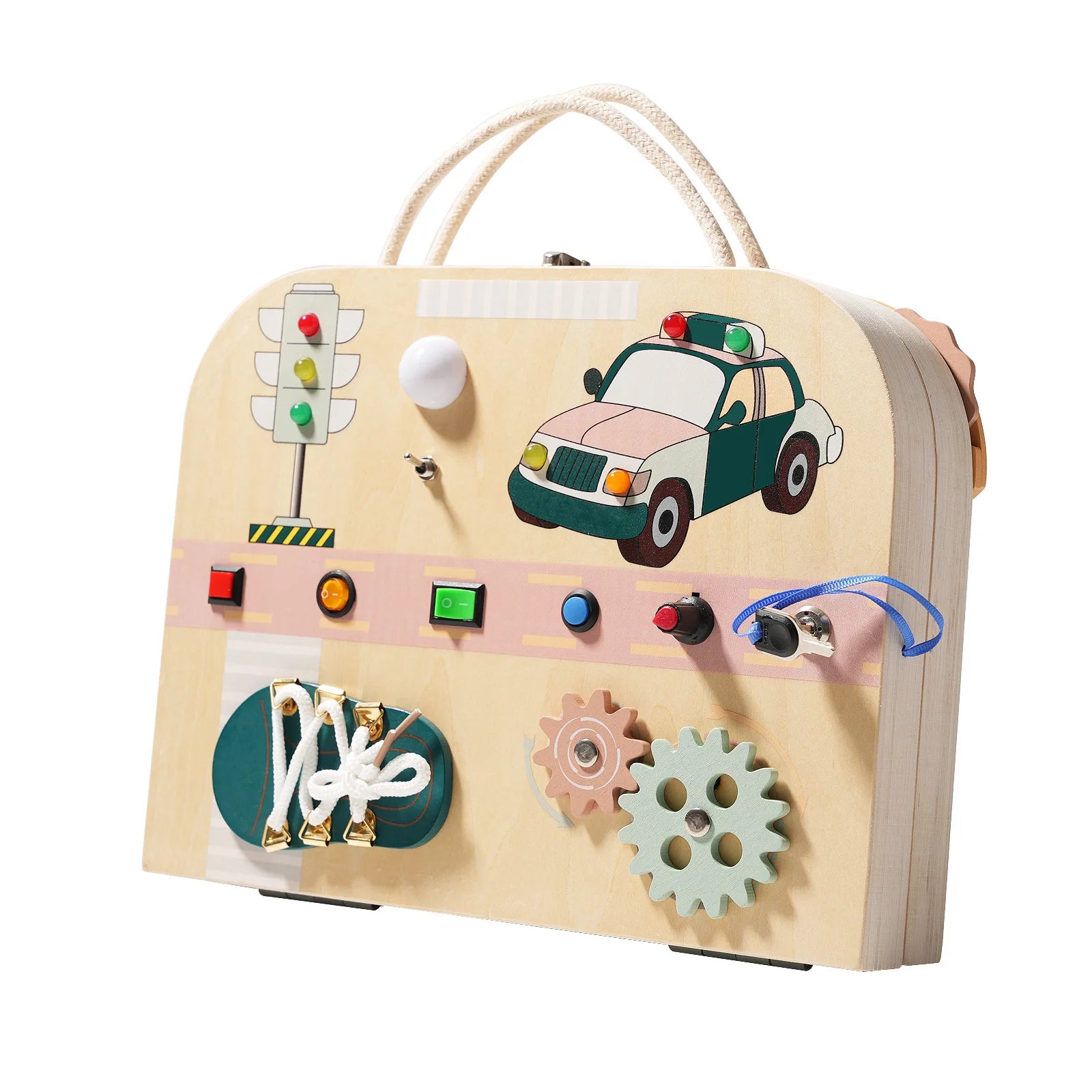 Montessori Children Wooden Activity Busy Board Led Light Early Educational Sensory First Birthday Gifts Busy Box Toys for Kids