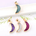 Natural Colorful Mini Gold Color Rim Druzy Moon Colorful Pendants Necklaces for Women